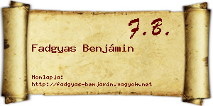 Fadgyas Benjámin névjegykártya